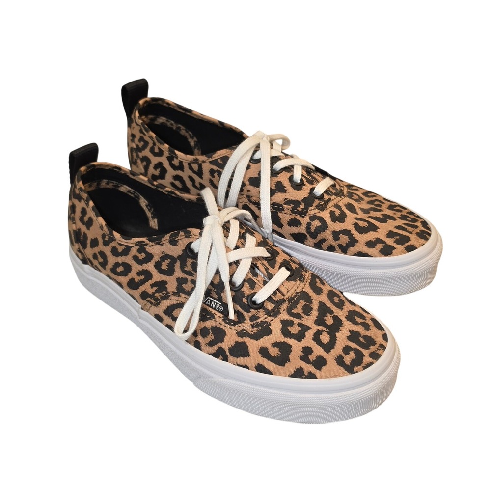 Vans Authentic Classic Leopard Print Canvas Sneakers Womens 6 Low Top Mens 4.5